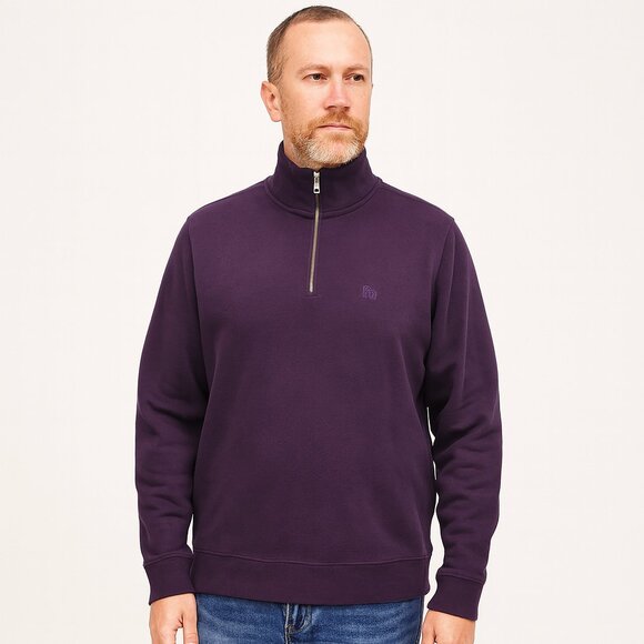 Burberry Brit Men's Purple Half Zip Pullover 100% Cotton Sweater - Picture 1 of 9